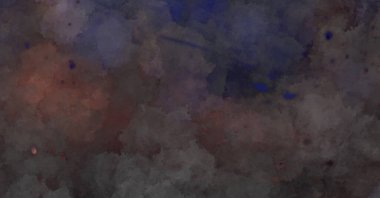 Suluboya arka planda lekeler ve lekelerle boyanmış. Fırça darbesi ile boyanmış. 2d Görüntü.