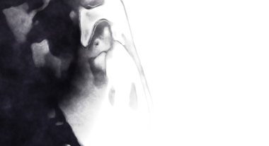 Beyaz arkaplanda soyut renkli suluboya. Dijital resim.