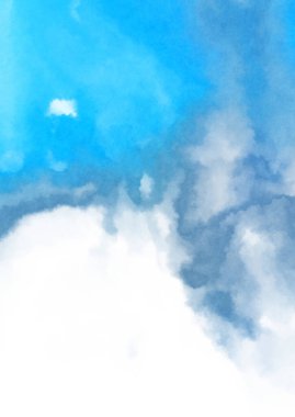 Beyaz arkaplanda soyut renkli suluboya. Dijital resim.