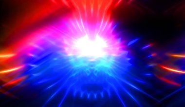 Işık huzmeleri ve parlayan parçacıkların kesiştiği güzel bir zemin. Canlı renkli ışıkların duvar kâğıdı. Parlak ışık görüntüsü