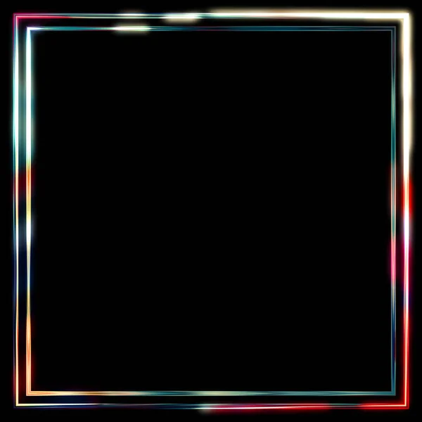 Sfondo Glow Frame Modello Geometrico Incandescente Neon Isolato Sfondo Nero — Foto Stock