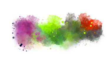 Suluboya arka planda lekeler ve lekelerle boyanmış. Fırça darbesi ile boyanmış. 2d Görüntü.