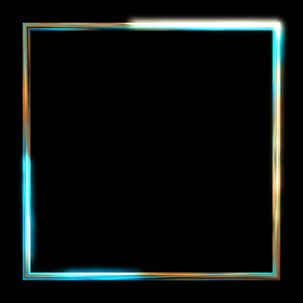 Glow Frame Background Neon Glowing Geometric Template Isolated Black Background — Stock Photo, Image