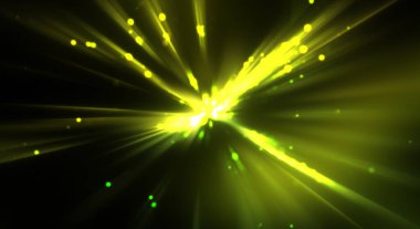 Dinamik hareket eden ışık patlaması. Renkli ışıkların güzel parlak arka planı. Parlayan ışık ışınları ve parçacıkları olan bir yıldızın enerji gösterimi.