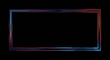 Parlak Çerçeve Arkaplanı. Siyah arkaplanda izole edilmiş parlak geometrik şablon. Soyut 2d illüstrasyon.