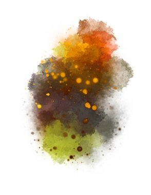 Suluboya arka planda lekeler ve lekelerle boyanmış. Fırça darbesi ile boyanmış. 2d Görüntü.