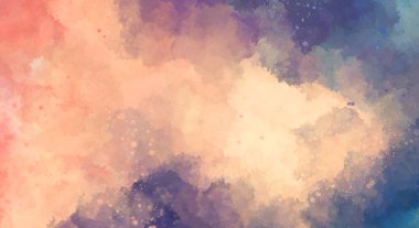 Suluboya arka planda lekeler ve lekelerle boyanmış. Fırça darbesi ile boyanmış. 2d Görüntü.