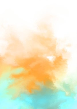 Beyaz arkaplanda soyut renkli suluboya. Dijital resim.