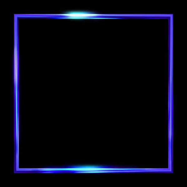 Glow Frame Achtergrond Neon Gloeiende Geometrische Template Geïsoleerd Zwarte Achtergrond — Stockfoto