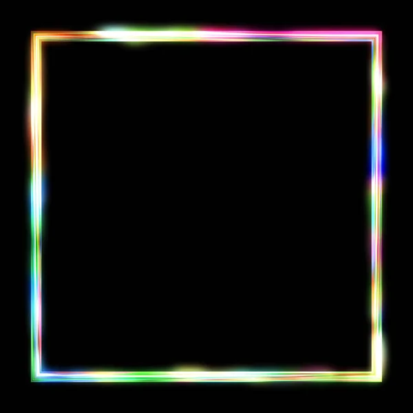 Glow Frame Background Neon Glowing Geometric Template Isolated Black Background — 스톡 사진