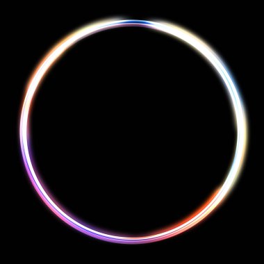 Parlak Çerçeve Arkaplanı. Siyah arkaplanda izole edilmiş parlak geometrik şablon. Soyut 2d illüstrasyon.