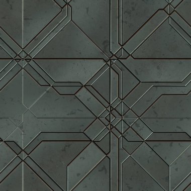Kusursuz Bilim Kurgu Panelleri. Geleceğin dokusu. Uzay gemisi kaplaması geometrik desen. 3 boyutlu illüstrasyon. Teknoloji konsepti.