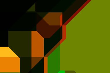 Renkli ve canlı geometrik şekiller katmanları var. Bir teknoloji planının dijital illüstrasyonu. Gelecekçi tasarım şablonu.