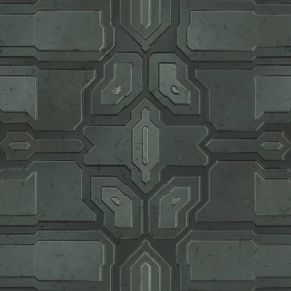 Seamless Scifi Panels Futuristic Texture Spaceship Hull Geometric Pattern Illustration — ストック写真