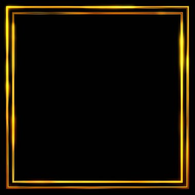 Parlak Çerçeve Arkaplanı. Siyah arkaplanda izole edilmiş parlak geometrik şablon. Soyut 2d illüstrasyon.