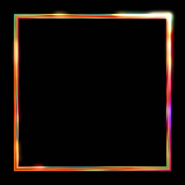 Sfondo Glow Frame Modello Geometrico Incandescente Neon Isolato Sfondo Nero — Foto Stock