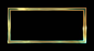 Parlak Çerçeve Arkaplanı. Siyah arkaplanda izole edilmiş parlak geometrik şablon. Soyut 2d illüstrasyon.