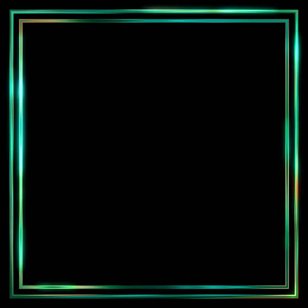 Glow Frame Achtergrond Neon Gloeiende Geometrische Template Geïsoleerd Zwarte Achtergrond — Stockfoto