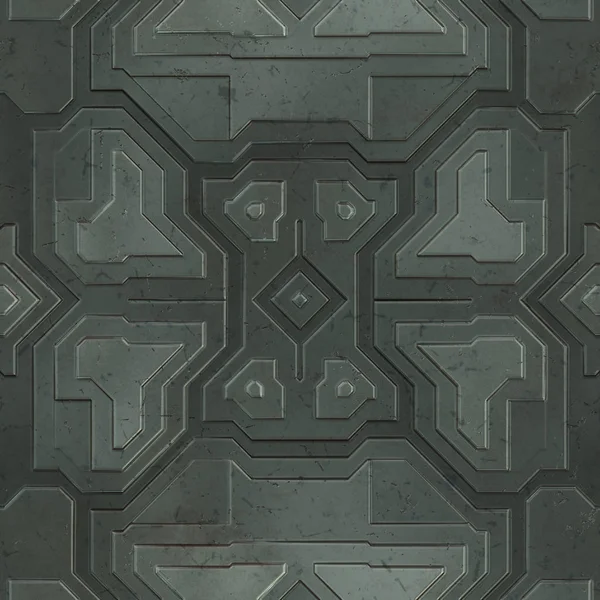 Seamless Scifi Panels Futuristic Texture Spaceship Hull Geometric Pattern Illustration — Stock Photo, Image