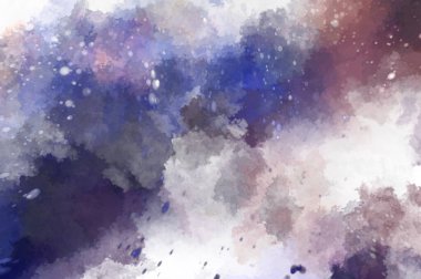 Suluboya arka planda lekeler ve lekelerle boyanmış. Fırça darbesi ile boyanmış. 2d Görüntü.