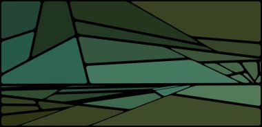 Siyah boşluklu renkli bir çizim. Soyut geometrik desen. Mozaik arka plan. Geometrik çok renkli şekiller.