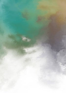 Beyaz arkaplanda soyut renkli suluboya. Dijital resim.