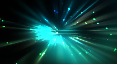 Dinamik hareket eden ışık patlaması. Renkli ışıkların güzel parlak arka planı. Parlayan ışık ışınları ve parçacıkları olan bir yıldızın enerji gösterimi.