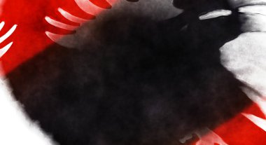 Beyaz arkaplanda soyut renkli suluboya. Dijital resim.