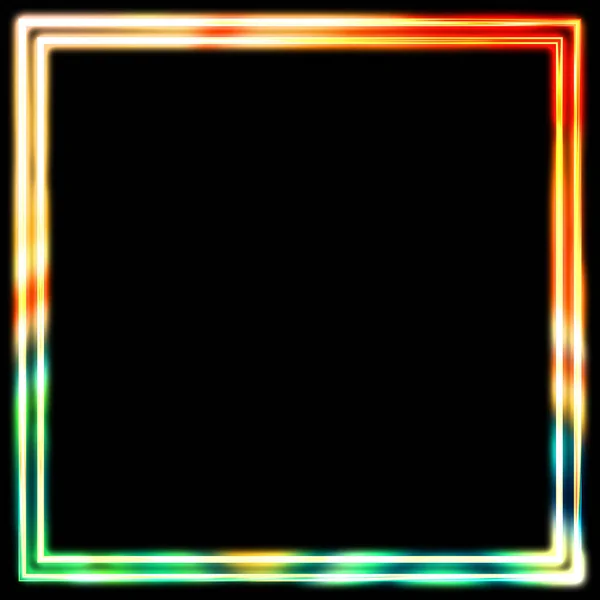 Glührahmen Hintergrund Neon Leuchtende Geometrische Schablone Isoliert Auf Schwarzem Hintergrund — Stockfoto