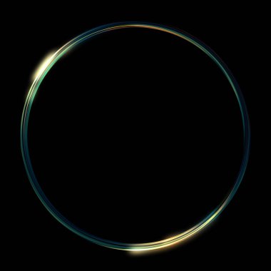 Parlak Çerçeve Arkaplanı. Siyah arkaplanda izole edilmiş parlak geometrik şablon. Soyut 2d illüstrasyon.
