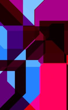 Renkli ve canlı geometrik şekiller katmanları var. Bir teknoloji planının dijital illüstrasyonu. Gelecekçi tasarım şablonu.