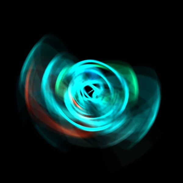 Spinning Rays Light Isolated Black Background Graphic Illustration Glowing Colorful — Stock Photo, Image