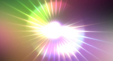 Dinamik hareket eden ışık patlaması. Renkli ışıkların güzel parlak arka planı. Parlayan ışık ışınları ve parçacıkları olan bir yıldızın enerji gösterimi.