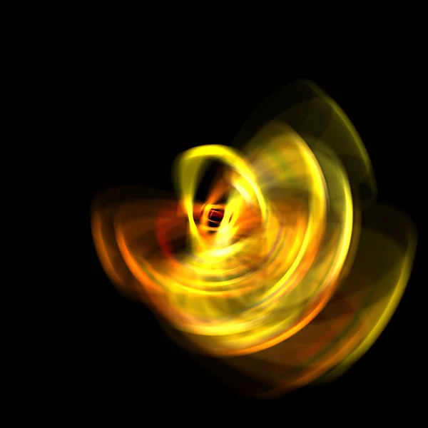 在黑色背景上被隔离的旋转光线 圆形运动中发光彩色粒子的图形2D图解 — 图库照片