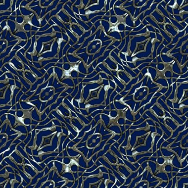 Renkli kumaş arka planında moda tarzında gümüş örgü süsü olan lüks, kusursuz bir şablon. Duvar kağıtları ve tekstil baskısı için tasarım. Lüks, ışıl ışıl metalimsi fantezi dokusu