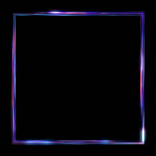 Glow Frame Achtergrond Neon Gloeiende Geometrische Template Geïsoleerd Zwarte Achtergrond — Stockfoto