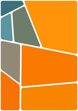 Beyaz boşluğu olan renkli bir çizim. Soyut geometrik desen. Mozaik arka plan. Geometrik çok renkli şekiller.