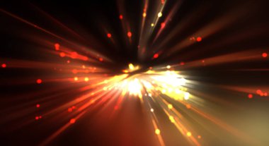 Dinamik hareket eden ışık patlaması. Renkli ışıkların güzel parlak arka planı. Parlayan ışık ışınları ve parçacıkları olan bir yıldızın enerji gösterimi.