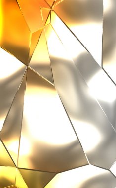 Soyut arkaplan. Lüks Metal Paneller Geometrik Desen. Cazibe Moda Arkaplanı. 3 boyutlu illüstrasyon. Yansıtıcı ve parlak, lüks duvar kağıdı. Parlak, renkli ve canlı doku duvarı.