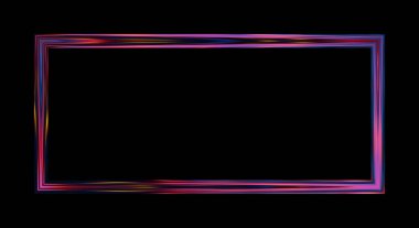 Parlak Çerçeve Arkaplanı. Siyah arkaplanda izole edilmiş parlak geometrik şablon. Soyut 2d illüstrasyon.