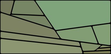Siyah boşluklu renkli bir çizim. Soyut geometrik desen. Mozaik arka plan. Geometrik çok renkli şekiller.