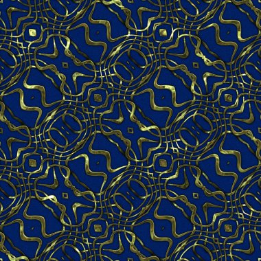 Renkli kumaş arka planında, lüks, kusursuz, altın işlemeli süslemeli moda deseni. Duvar kağıtları ve tekstil baskısı için tasarım. Lüks, ışıl ışıl metalimsi fantezi dokusu.