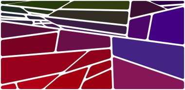 Beyaz boşluğu olan renkli bir çizim. Soyut geometrik desen. Mozaik arka plan. Geometrik çok renkli şekiller.