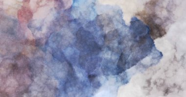 Suluboya arka planda lekeler ve lekelerle boyanmış. Fırça darbesi ile boyanmış. 2d Görüntü.