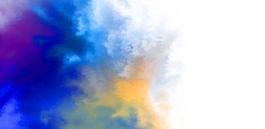 Beyaz arkaplanda soyut renkli suluboya. Dijital resim.