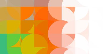 Dairesel şekillerin katmanları renkli ve canlı bir tasarım yaratıyor. Dairelerin sayısal çizimi. Gelecekçi tasarım şablonu.