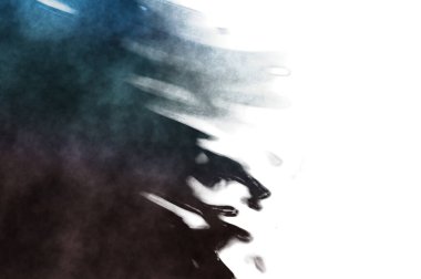 Beyaz arkaplanda soyut renkli suluboya. Dijital resim.