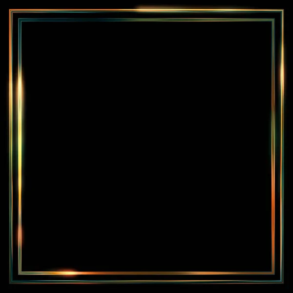 グローフレームの背景 黒の背景に孤立したネオン輝く幾何学的テンプレート 要約第二図 — ストック写真