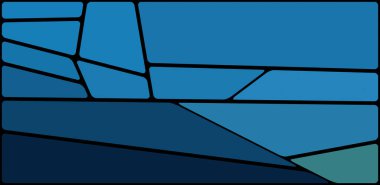 Siyah boşluklu renkli bir çizim. Soyut geometrik desen. Mozaik arka plan. Geometrik çok renkli şekiller.