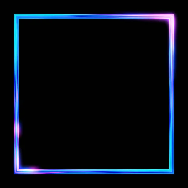 Glow Frame Achtergrond Neon Gloeiende Geometrische Template Geïsoleerd Zwarte Achtergrond — Stockfoto